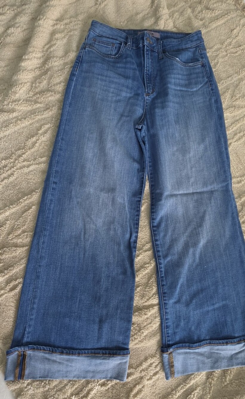 Joe's Jeans Wide Straight-Leg Blue Denim with Cuffed Hem